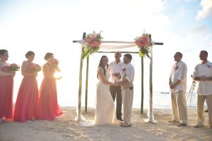 Wedding stage on Jamaican beach